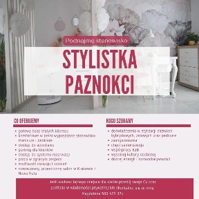 Podnajme stanowisko Stylistka Paznokci wysoki standard