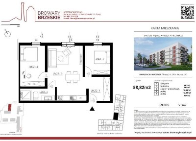 Nowe mieszkanie 58,82 m² - 3 pokoje