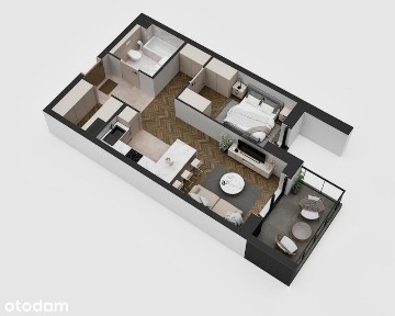 2-pokojowe mieszkanie 48m2, garderoba + balkon