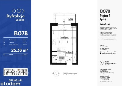 1-pokojowe mieszkanie 25m2 + balkon Bez Prowizji