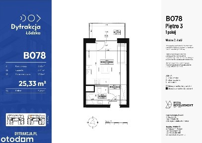 1-pokojowe mieszkanie 25m2 + balkon Bez Prowizji