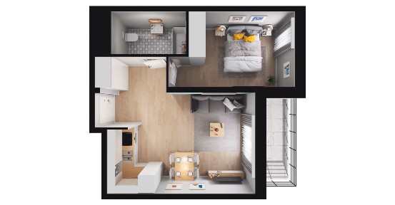 2-pokojowe mieszkanie 37m2 + loggia Bezpośrednio