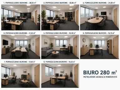 Biuro 280 m² / KSSE Gliwice / Parter / 20 miejsc parkingowych / Klimatyzacja / Światłowód