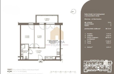 3 pokoje | 54 m2 | Blidko centrum | 2028 r.