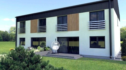 Dom jednorodzinny w zabudowie bliźniaczej | 123,49 m² | Janów Podlaski | Pompa ciepła | Garaż