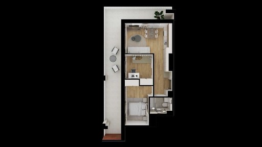 43m2, 3 pokoje, I piętro, duży balkon