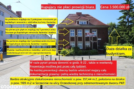 PO REMONCIE/obok DWORCA PKP budynek komercyjny na dużej działce