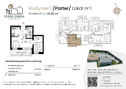 Nowe Apartamenty Stara Gmina, budynek 1 - Lokal nr 1 ( 25,00 m²)