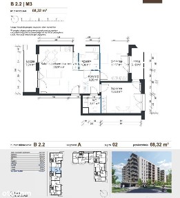 Zabłocie | 3 pokoje 68 m² | 2 loggie (12,3 m²)