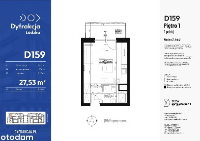 1-pokojowe mieszkanie 27m2 + balkon Bezpośrednio