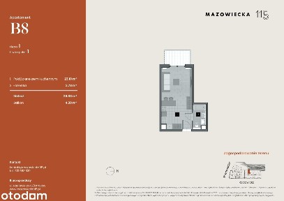 1-pokojowe mieszkanie 26m2 + balkon Bezpośrednio