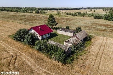 Siedlisko na wsi 1,8ha z domem 90m2 do wykończenia + budynki gosp
