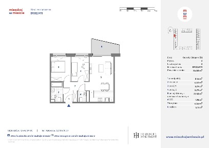 3-pokojowe mieszkanie 54m2 + balkon