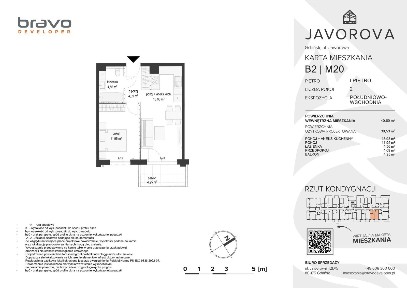 2 pokoje 39,70 m² + balkon | JAVOROVA B1.M25