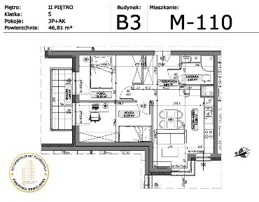 3 pokojowe mieszkanie 46,81 m2 okolice Dożynkowej