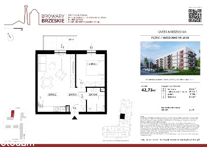 Mieszkanie 42,82 m2 | stan deweloperski | Browary Brzeskie