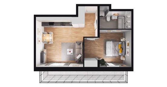 2-pokojowe mieszkanie 41m2 + balkon Bezpośrednio