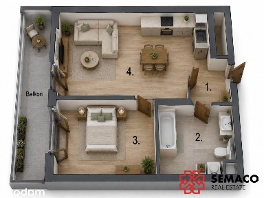 Przedsprzedaż| 2-pok mieszkanie| 45,87 m² | balkon