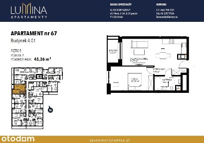 Mieszkanie 45,26 m² | 2 pokoje | Lumina - standard premium