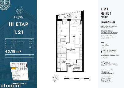 2-pokojowe mieszkanie 41m2 + balkon Bezpośrednio