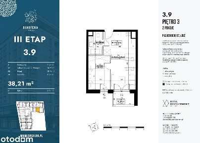 2-pokojowe mieszkanie 38m2 + balkon Bezpośrednio