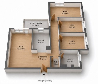 4 pokoje | I piętro | Duża loggia | 76,86 m² | Wyszyńskiego