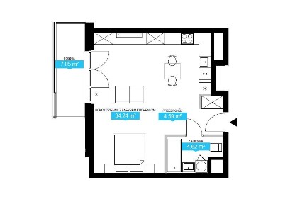 Super widok z 11 piętra | 2 pokoje - 44 m² | Dużo naturalnego światła