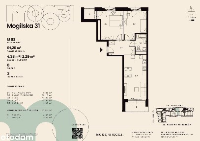 3-pokojowe mieszkanie 62m2 + loggia Bezpośrednio