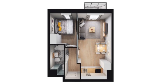 2-pokojowe mieszkanie 33m2 + balkon Bezpośrednio