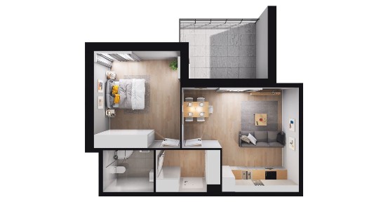 2-pokojowe mieszkanie 47m2 + loggia Bez Prowizji