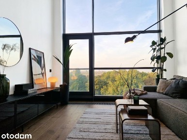 Dwupoziomowy apartament z widokiem na zieleń i panoramę Warszawy