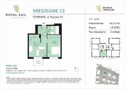2-pokojowe mieszkanie 43m2 + balkon Bezpośrednio