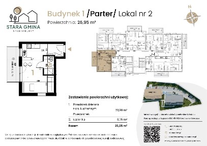 Nowe Apartamenty Stara Gmina, budynek nr 1 - Lokal nr 2 (26,95 m²)