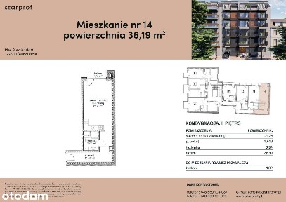1pok. mieszkanie o powierzchni 36,19m² z balkonem
