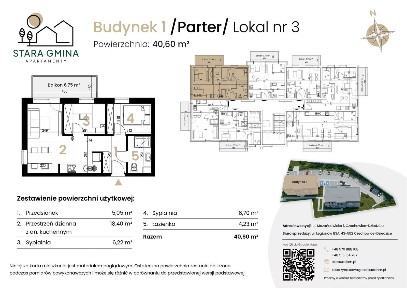 Nowe Apartamenty Stara Gmina, budynek nr 1 - Lokal nr 6 (40,25 m²)