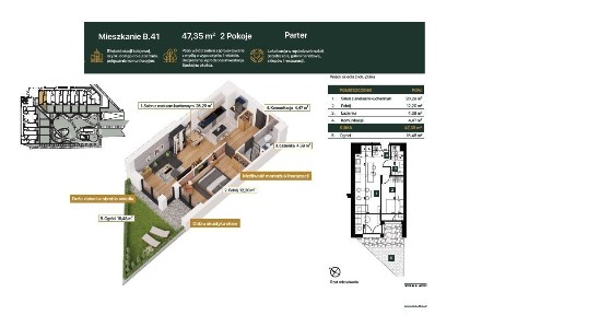 47,35 m² komfortu z własnym ogrodem na parterze Bez PCC i prowizji