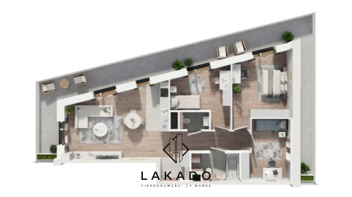 Trójstronne 4-pokojowe mieszkanie z balkonem 40m²