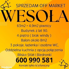 3 pokoje, Wc + łazienka, klimatyzacja, + piwnica.