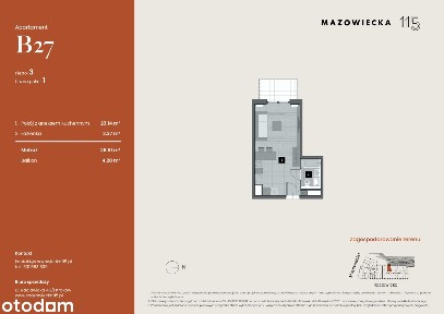 1-pokojowe mieszkanie 26m2 + balkon