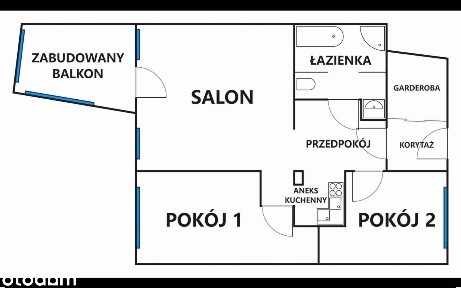 Mieszkanie z garderobą 3 pokoje 64 m²
