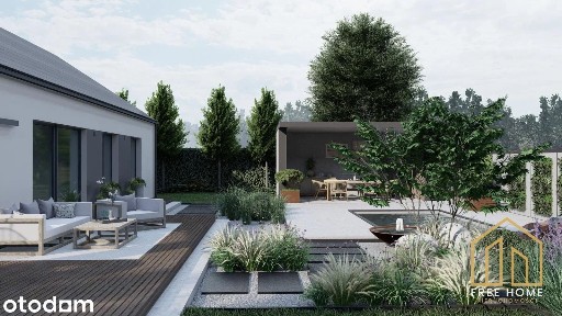 Parterowy barn house 135 m² z garażem działka 1 292 m² Radwanice
