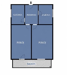 2 Pokoje | Osobna Kuchnia | Duży Balkon | 44,96 m2