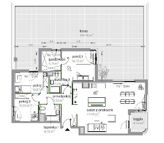 OGROMNY TARAS - 110 m² | DUŻE MIESZKANIE - 5 POK | 107 m² | 2 ŁAZIENKI