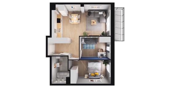 3-pokojowe mieszkanie 52m2 + loggia