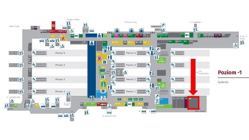 Lokal nr S01 położony jest na poziomie -1 dworca Warszawa Centralna