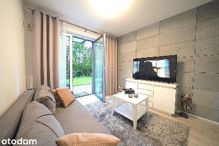 Nowoczesne 2 pokoje 43m2 umeblowane parter ogródek