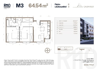 3-pokojowe mieszkanie 64m2 + loggia
