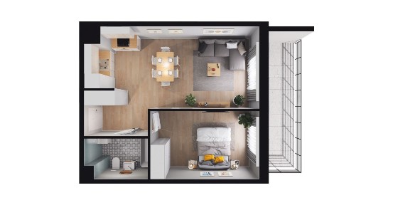 2-pokojowe mieszkanie 43m2 + balkon Bezpośrednio