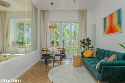 2 pok. w przedwojennej kamienicy. Garderoba. Balkon od patio, 3m wys.