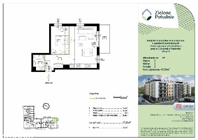 Zielone Południe | 2 pokoje z dużym balkonem | 47 m² | Radom